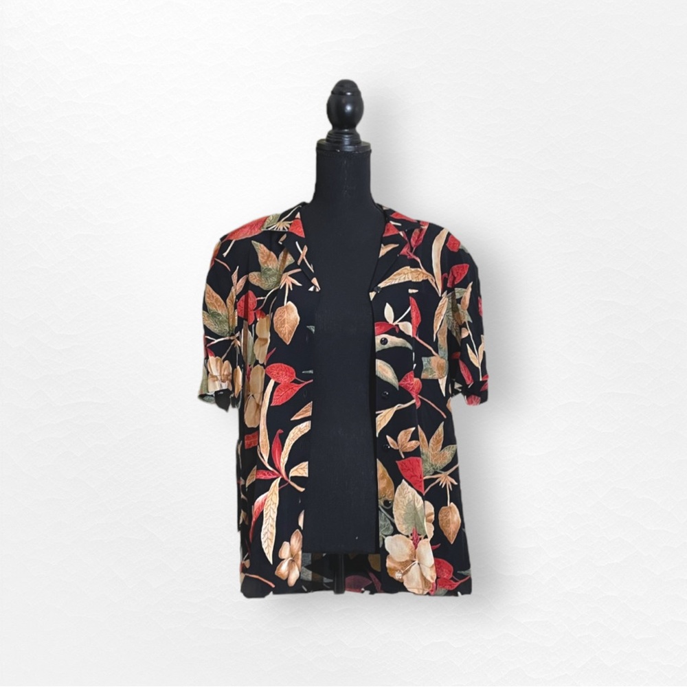 NWT Vintage Alfred Dunner Button Up Short Sleeve Blouse in Bohemian Flor…